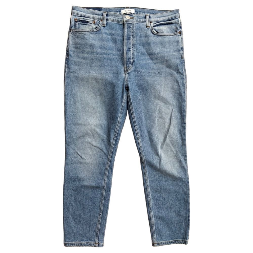 RE/DONE Women's 90s High Rise Ankle Crop Jeans in Hazey Indigo Size 31
